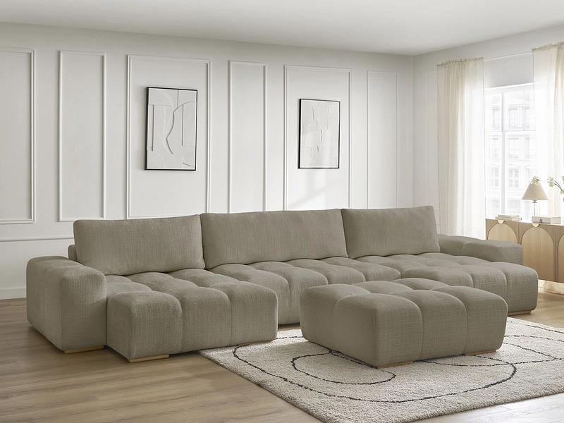 Canapé d'angle panoramique avec pouf BOBOCHIC ANAKIN