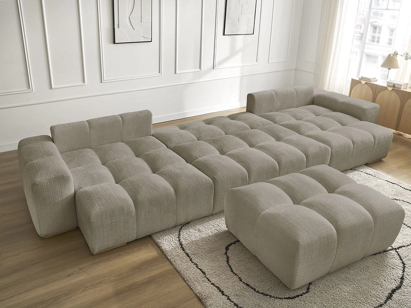 Canapé d'angle panoramique avec pouf BOBOCHIC ANAKIN