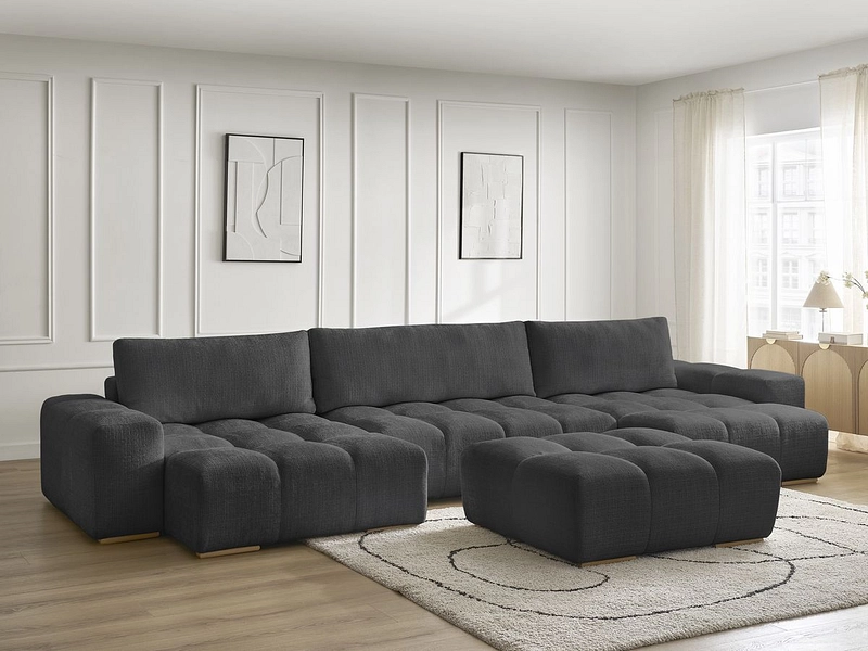 Divano ad angolo panoramico con pouf BOBOCHIC ANAKIN Divano ad angolo panoramico con pouf BOBOCHIC ANAKIN