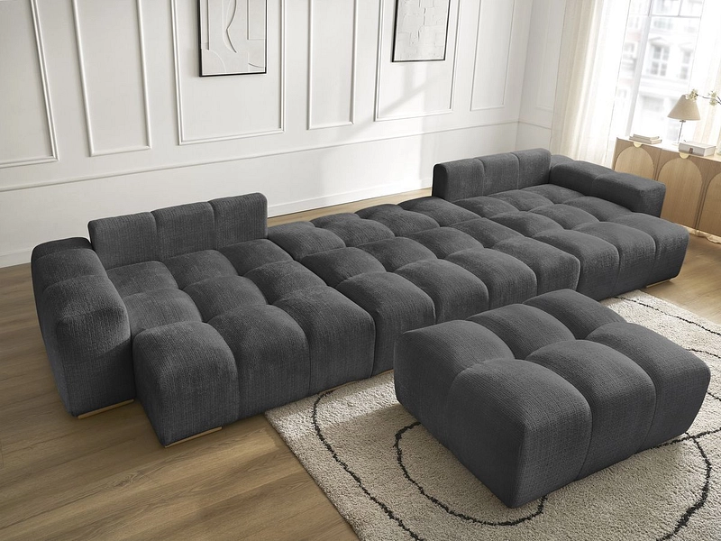 Divano ad angolo panoramico con pouf BOBOCHIC ANAKIN Divano ad angolo panoramico con pouf BOBOCHIC ANAKIN