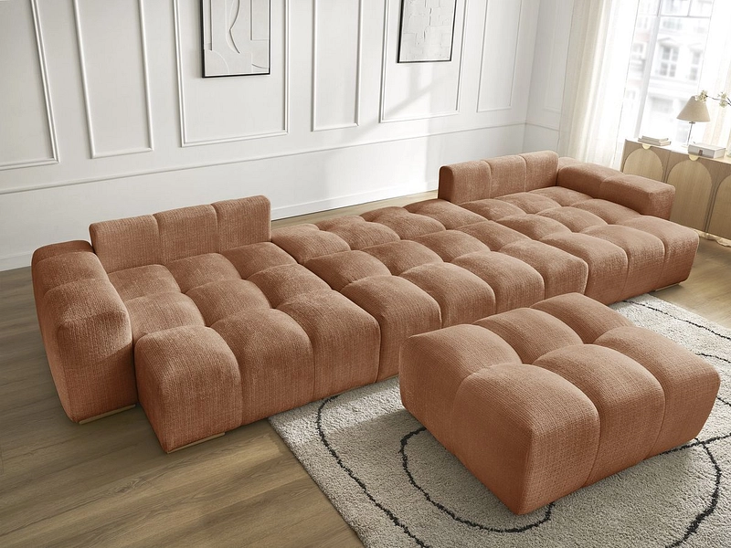 Divano ad angolo panoramico con pouf BOBOCHIC ANAKIN