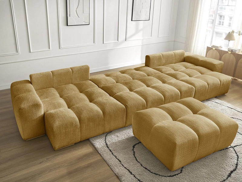 Divano ad angolo panoramico con pouf BOBOCHIC ANAKIN Divano ad angolo panoramico con pouf BOBOCHIC ANAKIN