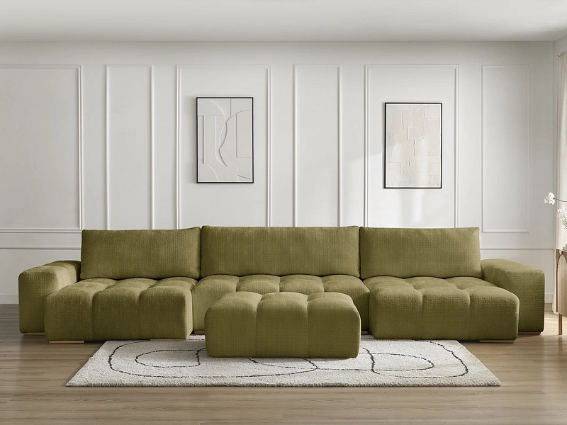 Canapé d'angle panoramique avec pouf BOBOCHIC ANAKIN