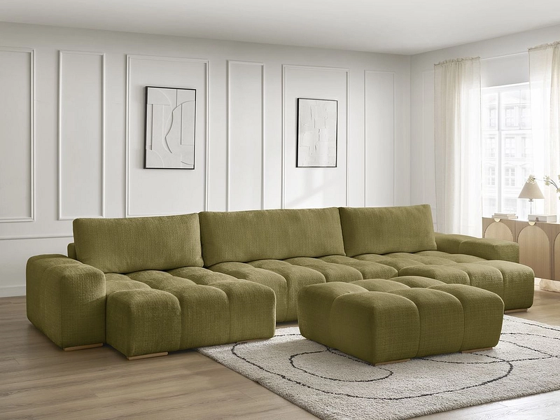 Canapé d'angle panoramique avec pouf BOBOCHIC ANAKIN