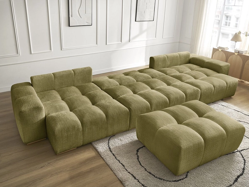 Canapé d'angle panoramique avec pouf BOBOCHIC ANAKIN