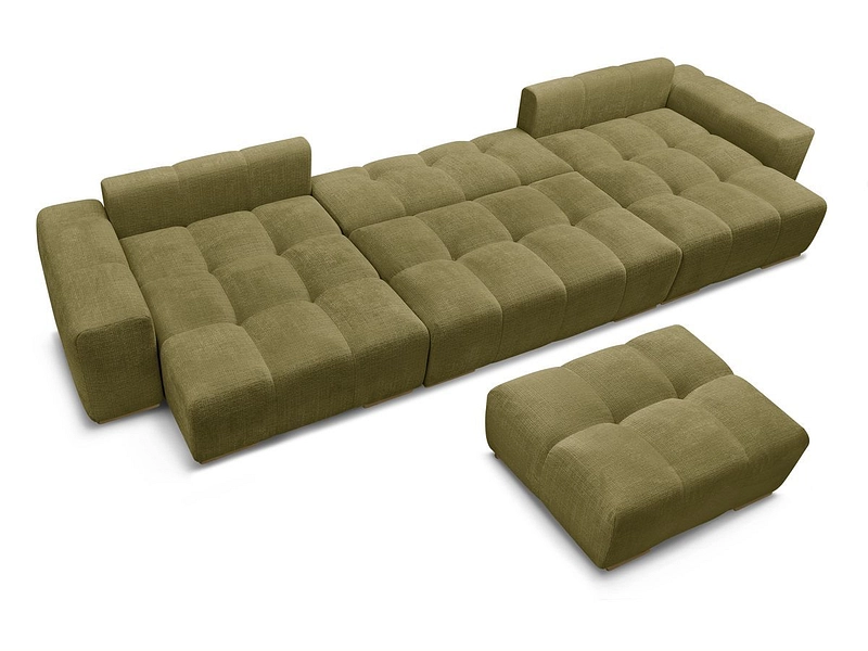 Canapé d'angle panoramique avec pouf BOBOCHIC ANAKIN