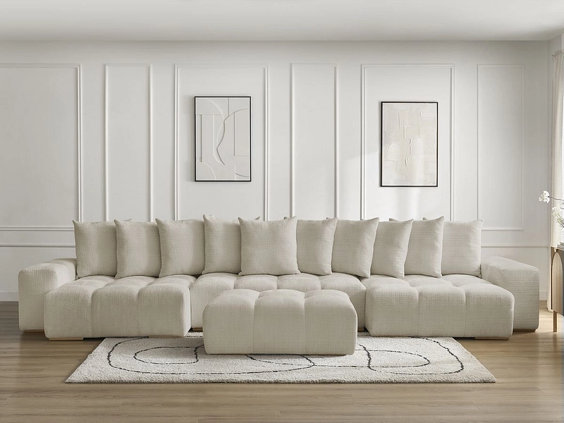 Divano ad angolo panoramico con pouf BOBOCHIC ANAKIN