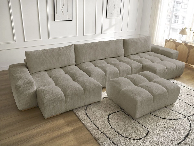 Divano ad angolo panoramico con pouf BOBOCHIC ANAKIN Divano ad angolo panoramico con pouf BOBOCHIC ANAKIN