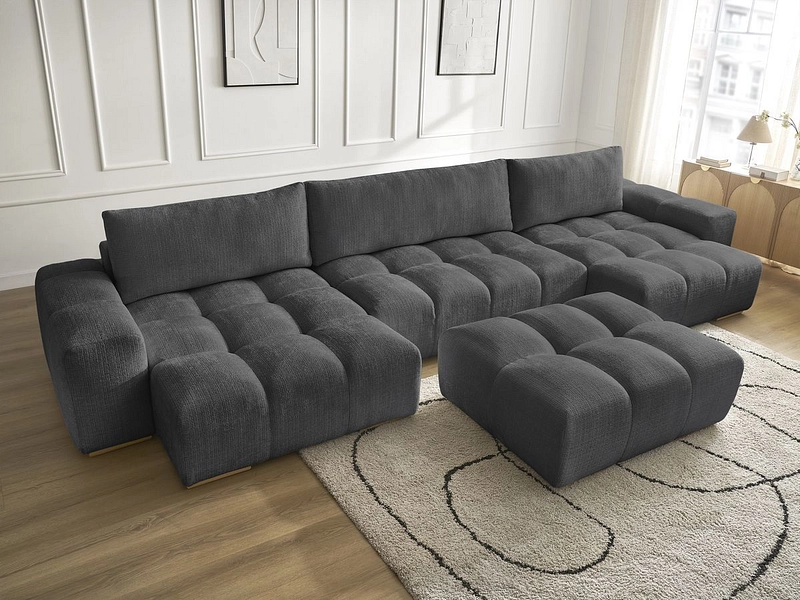 Divano ad angolo panoramico con pouf BOBOCHIC ANAKIN Divano ad angolo panoramico con pouf BOBOCHIC ANAKIN