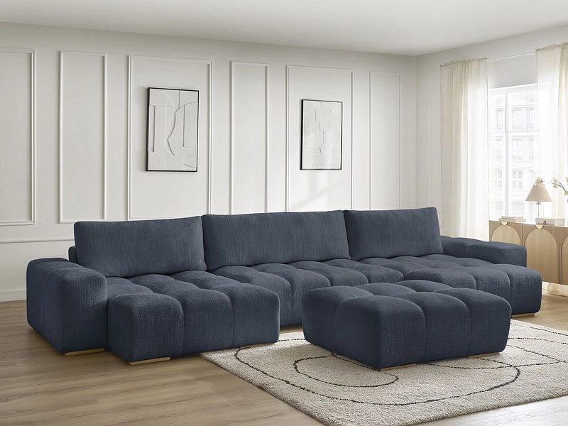 Divano ad angolo panoramico con pouf BOBOCHIC ANAKIN Divano ad angolo panoramico con pouf BOBOCHIC ANAKIN