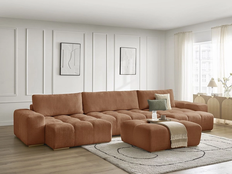 Divano ad angolo panoramico con pouf BOBOCHIC ANAKIN Divano ad angolo panoramico con pouf BOBOCHIC ANAKIN