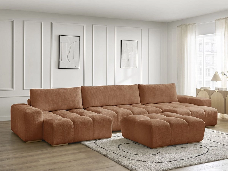 Divano ad angolo panoramico con pouf BOBOCHIC ANAKIN Divano ad angolo panoramico con pouf BOBOCHIC ANAKIN