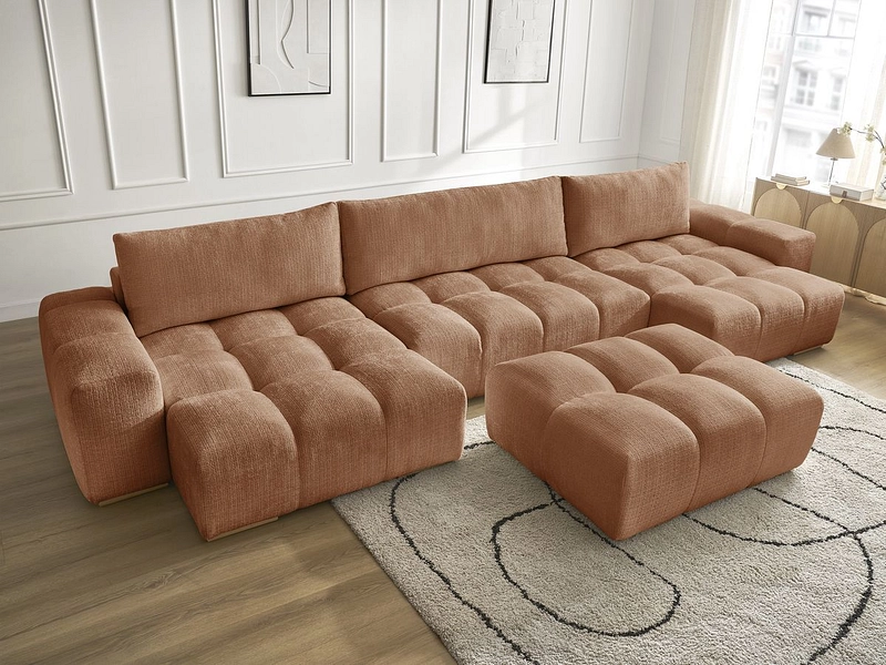 Divano ad angolo panoramico con pouf BOBOCHIC ANAKIN Divano ad angolo panoramico con pouf BOBOCHIC ANAKIN