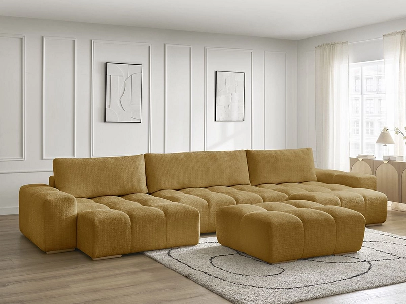 Divano ad angolo panoramico con pouf BOBOCHIC ANAKIN Divano ad angolo panoramico con pouf BOBOCHIC ANAKIN