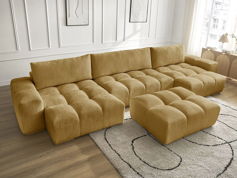 Divano ad angolo panoramico con pouf BOBOCHIC ANAKIN Divano ad angolo panoramico con pouf BOBOCHIC ANAKIN