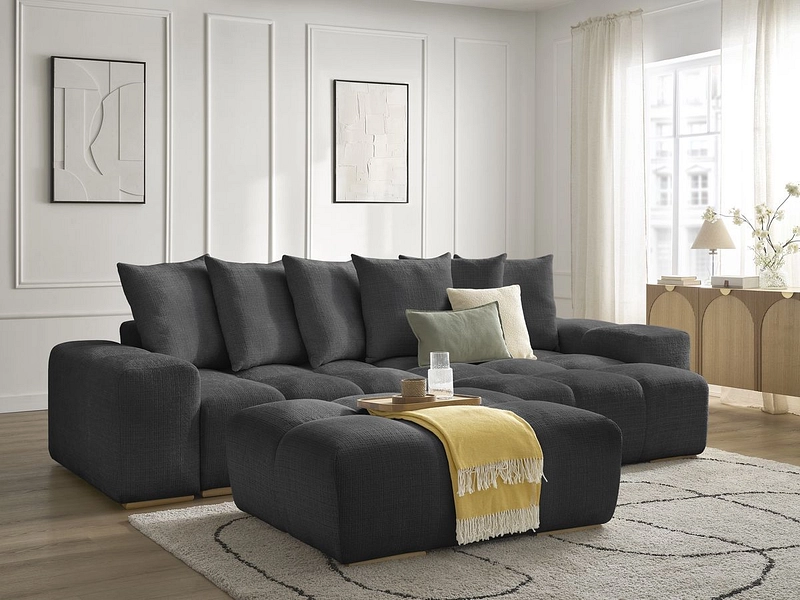 Canapé d'angle avec pouf BOBOCHIC ANAKIN