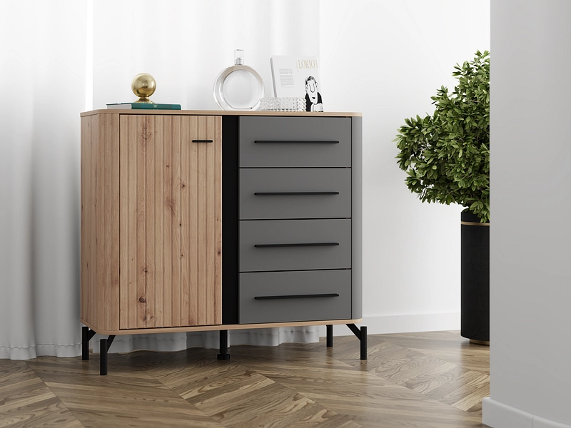 Commode SINOP 1 porte 4 tiroirs Commode SINOP 1 porte 4 tiroirs