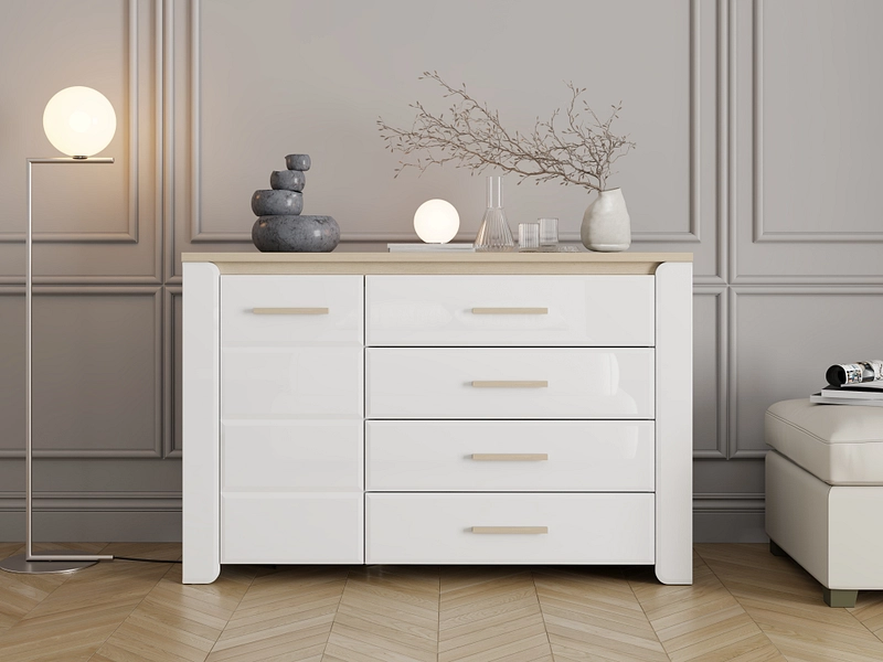 Kommode ABERDEEN 1 Tür 4 Schubladen