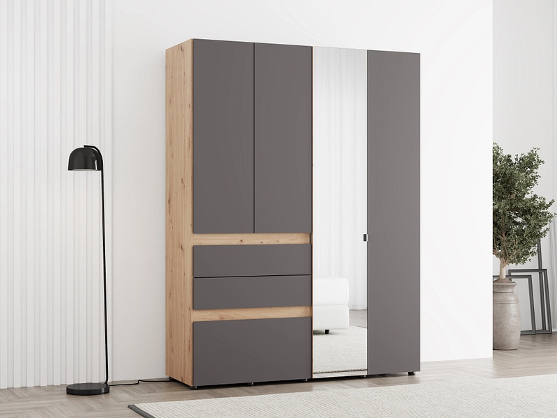 Armoire portes battantes HELSINKI graphite gray