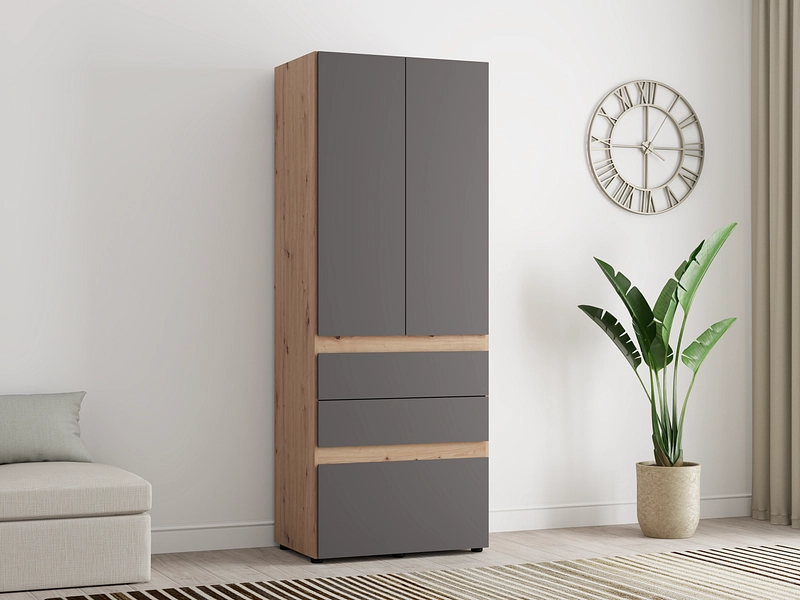 Armoire portes battantes HELSINKI graphite gray