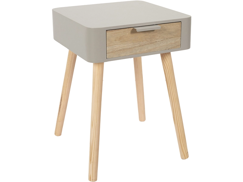 Comodino HOME DECO FACTORY ESSENTIEL 1 cassetto 34.8x37x48cm grigio legno massiccio