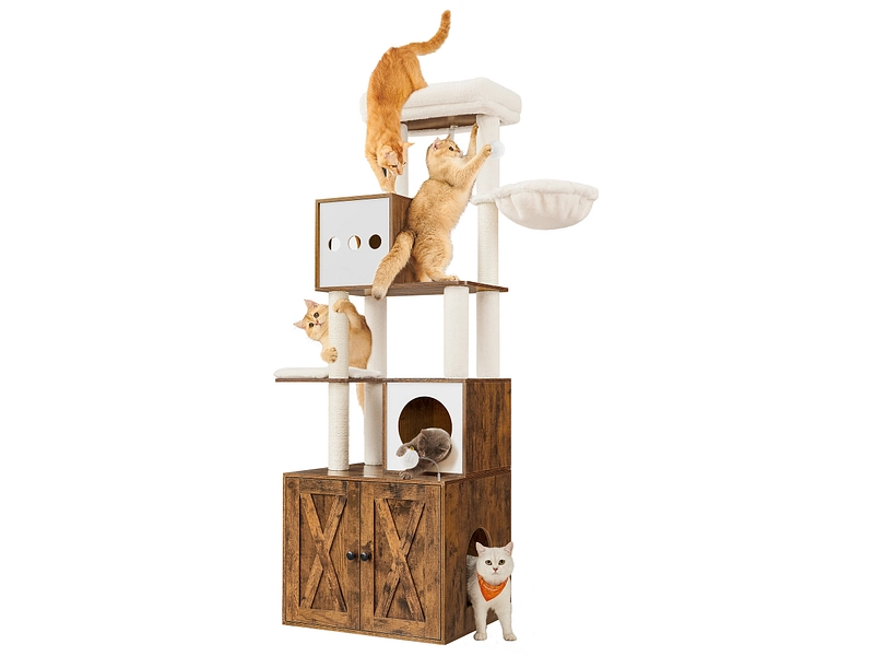 Arbre à chat FEANDREA Panneau de particules brun vintage