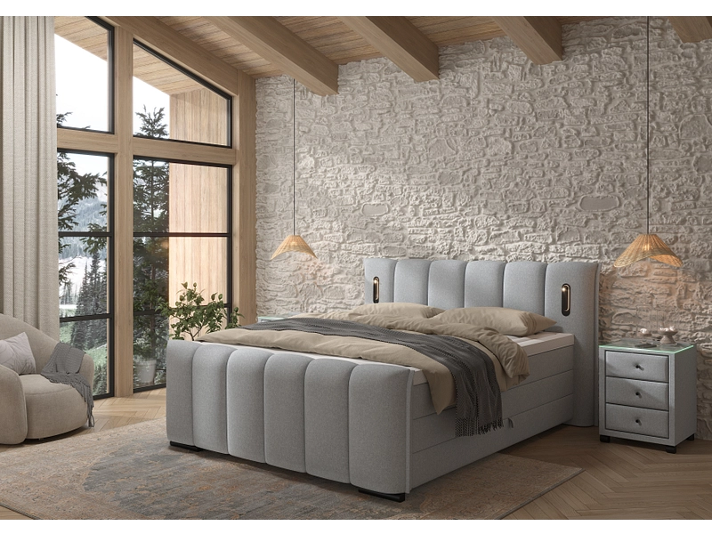 Boxspringbett ELYSIA beton grau
