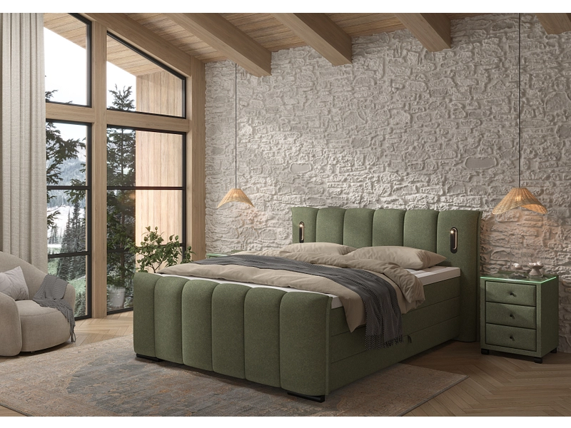 Boxspringbett ELYSIA dunkelgrün