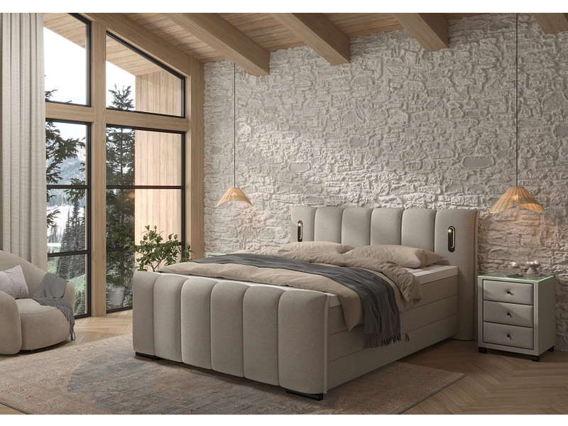 Boxspringbett ELYSIA dunkelbeige Boxspringbett ELYSIA dunkelbeige