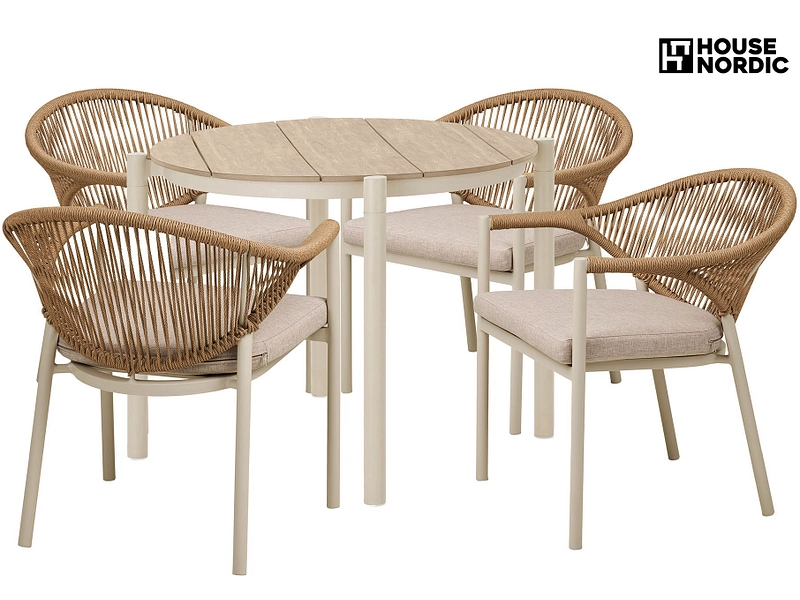 Set Gartentisch und Gartenstühle ABELA Polyäthylen sand