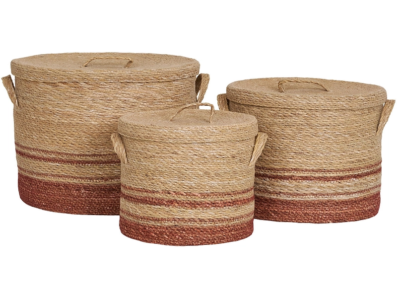 Set di 3 contenitori BUDONI legno naturale