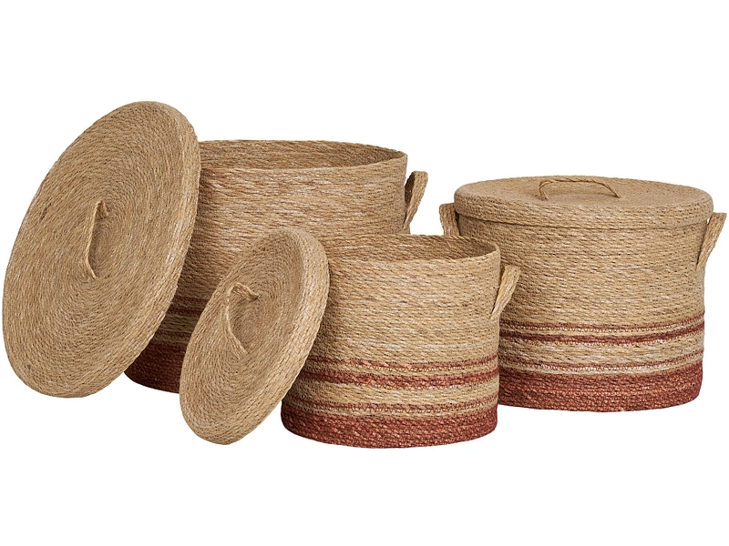 Set di 3 contenitori BUDONI legno naturale