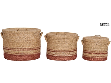 Set di 3 contenitori BUDONI legno naturale