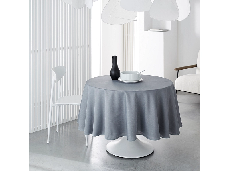 Runde Tischdecke ELENA Polyester edelstahl