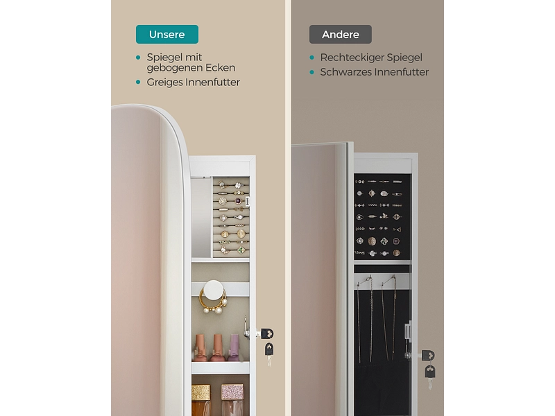 Miroir porte bijoux sur porte autre SONGMICS CLARITY