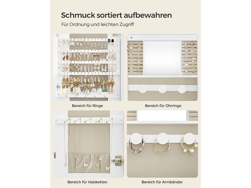 Miroir porte bijoux sur porte autre SONGMICS CLARITY