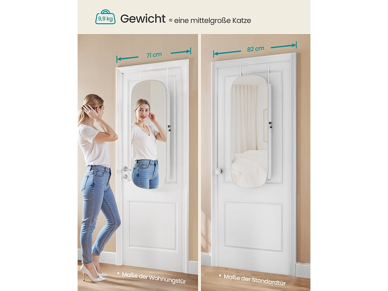 Miroir porte bijoux sur porte autre SONGMICS CLARITY