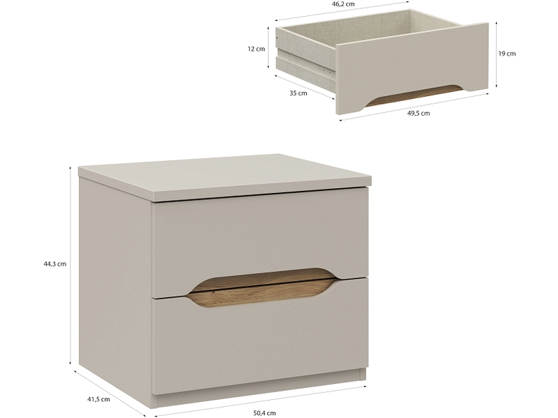 Nachttisch EDWAL 2 Schubladen