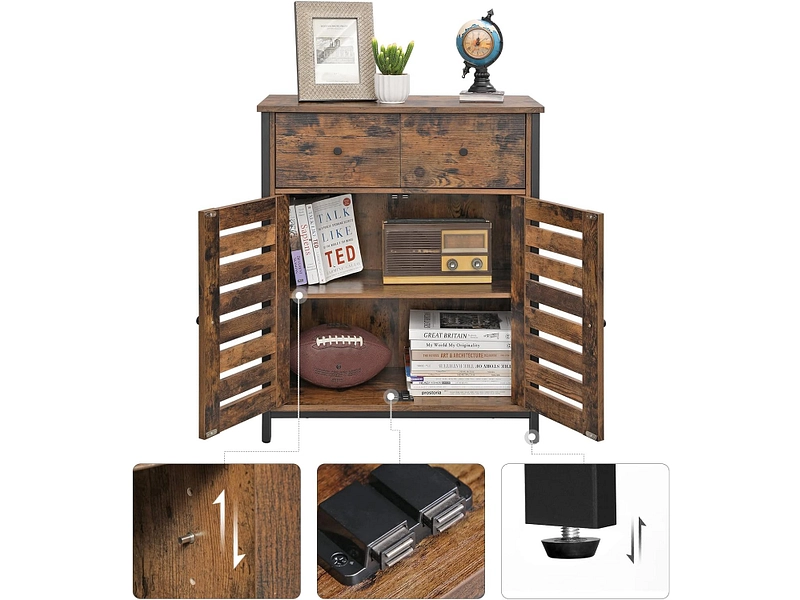 Kommode SONGMICS RUSTIK 2 Türen 2 Schubladen Kommode SONGMICS RUSTIK 2 Türen 2 Schubladen