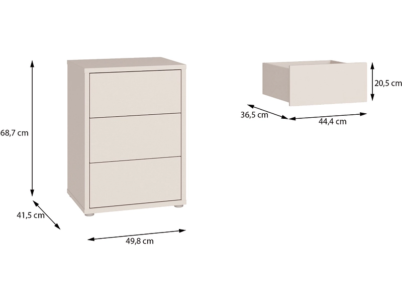 Nachttisch ALICE SPRINGS 3 Schubladen