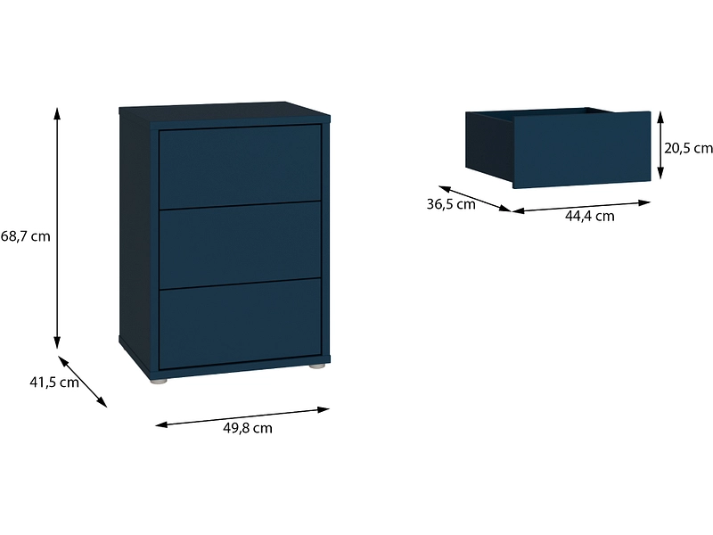 Nachttisch ALICE SPRINGS 3 Schubladen