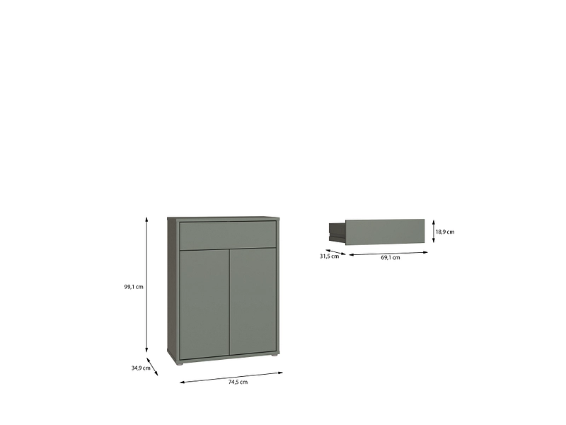 Commode ALICE SPRINGS 2 portes 1 tiroir