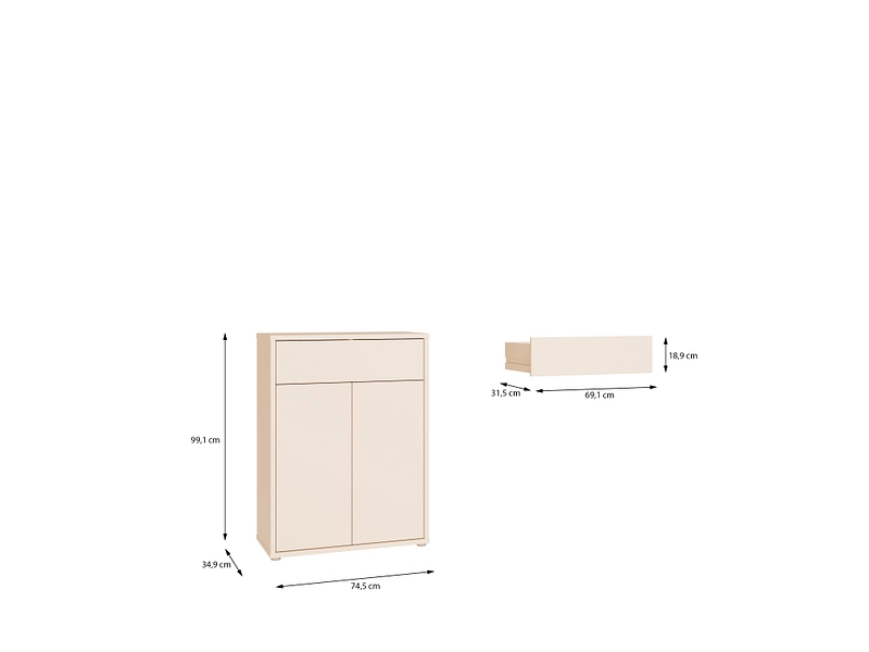 Commode ALICE SPRINGS 2 portes 1 tiroir