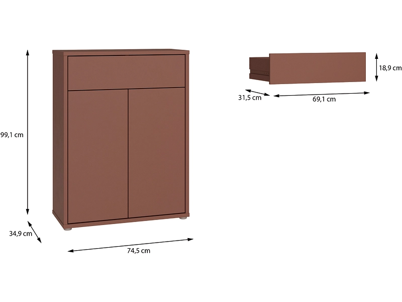 Commode ALICE SPRINGS 2 portes 1 tiroir
