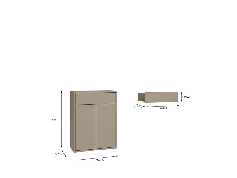 Commode ALICE SPRINGS 2 portes 1 tiroir
