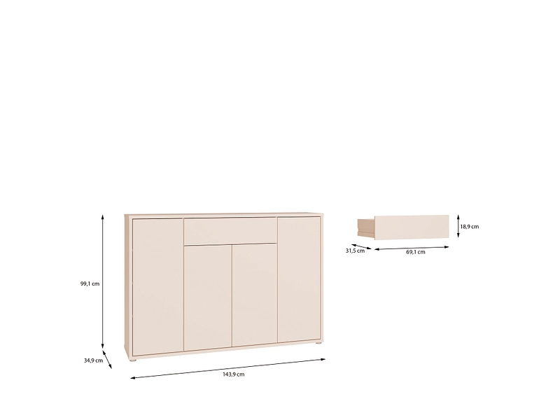 Commode ALICE SPRINGS 4 portes 1 tiroir