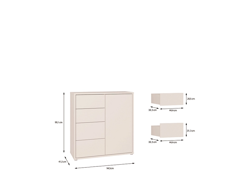 Kommode ALICE SPRINGS 1 Tür 4 Schubladen