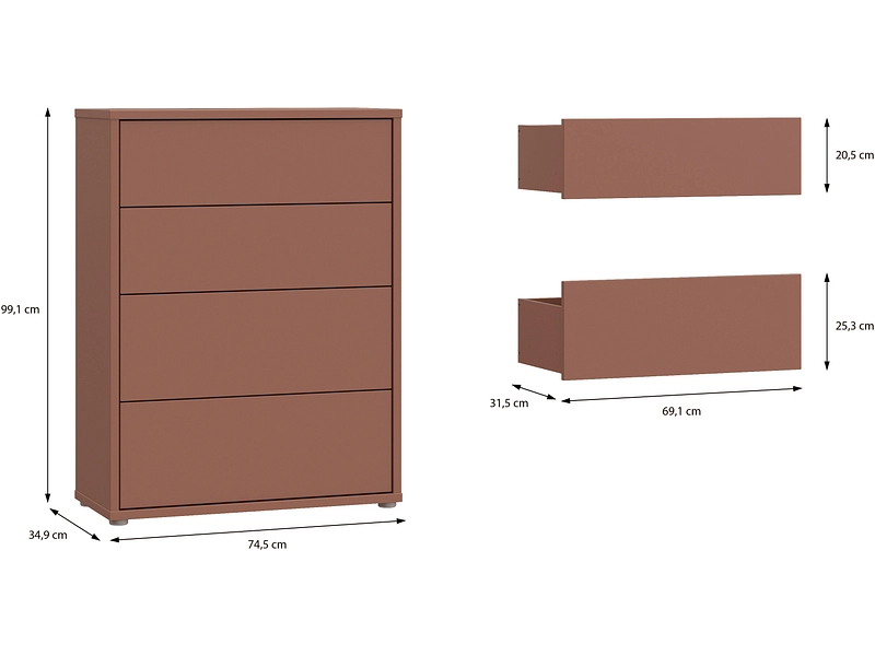 Commode ALICE SPRINGS 4 tiroirs