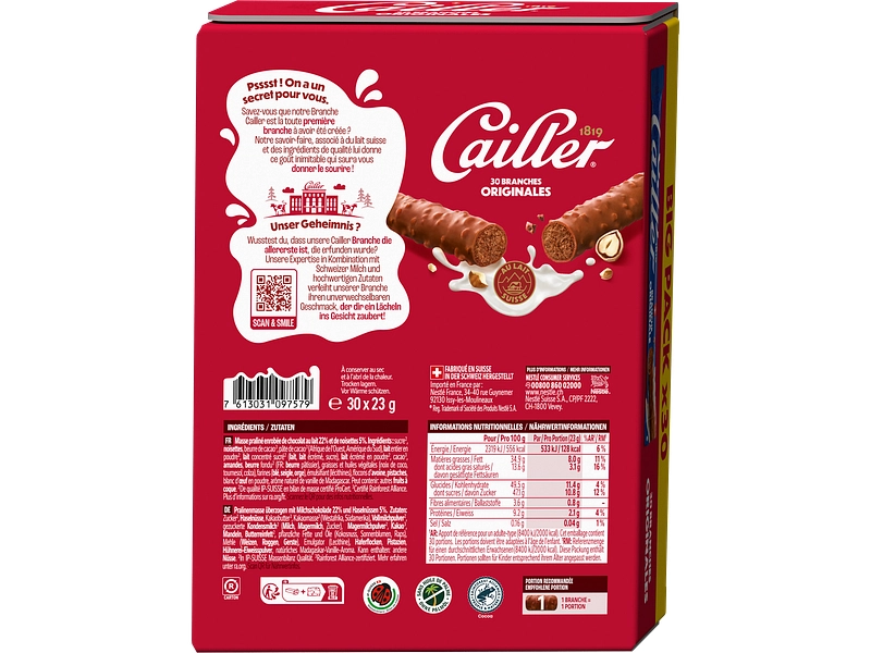 CAILLER Branches chocolat au lait