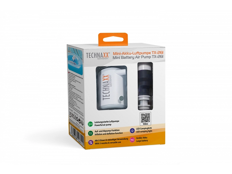 TECHNAXX Mini-Pumpe mit Batteriebetrieb
